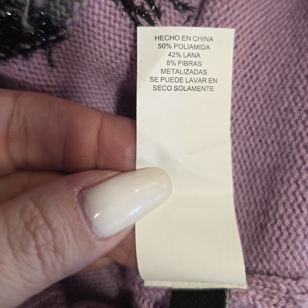 Kate Spade ♠️ Wool Lavender Panther Sweater. Sz Large - Picture 13 of 15